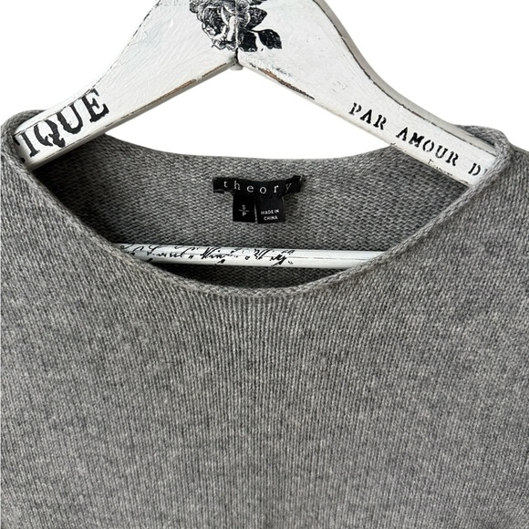 THEORY Gray Tolleree Short Sleeve Cashmere Sweater Size S - Picture 5 of 6